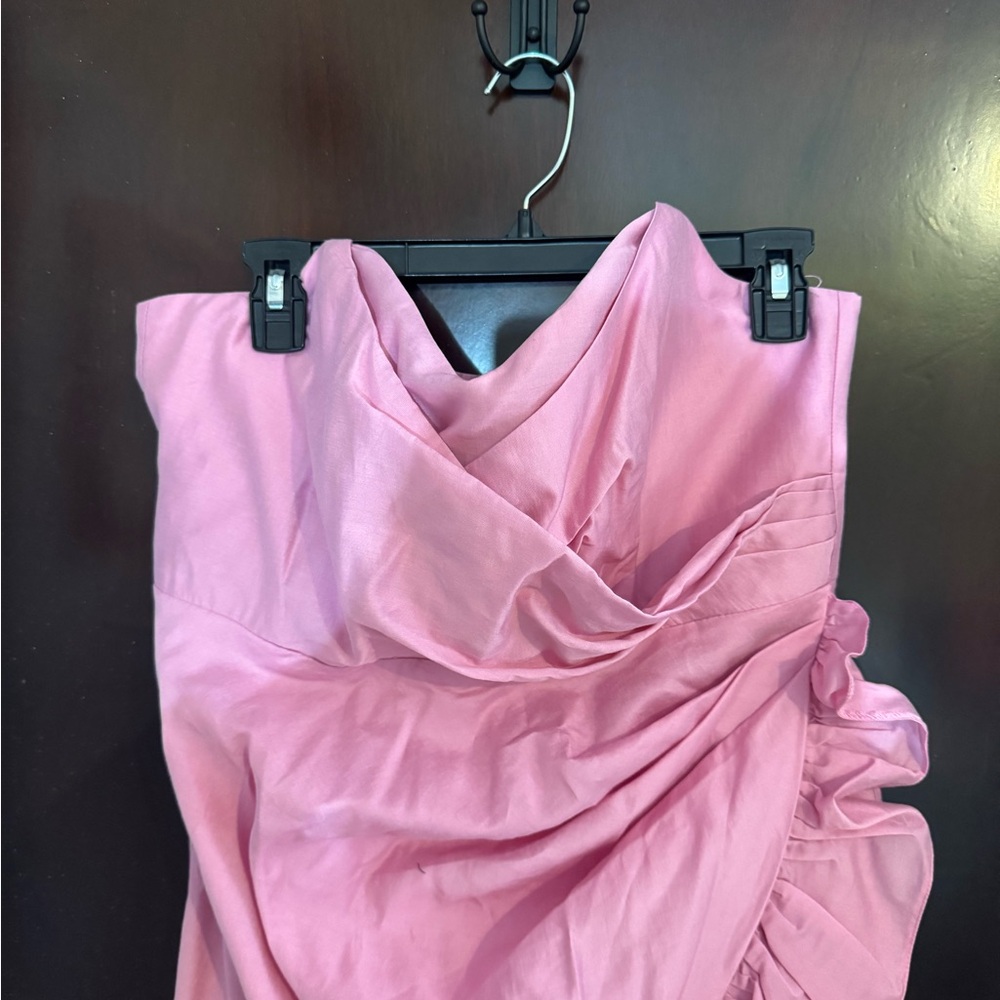 Pink Strapless Ruffled Mini Dress - Picture 4 of 8